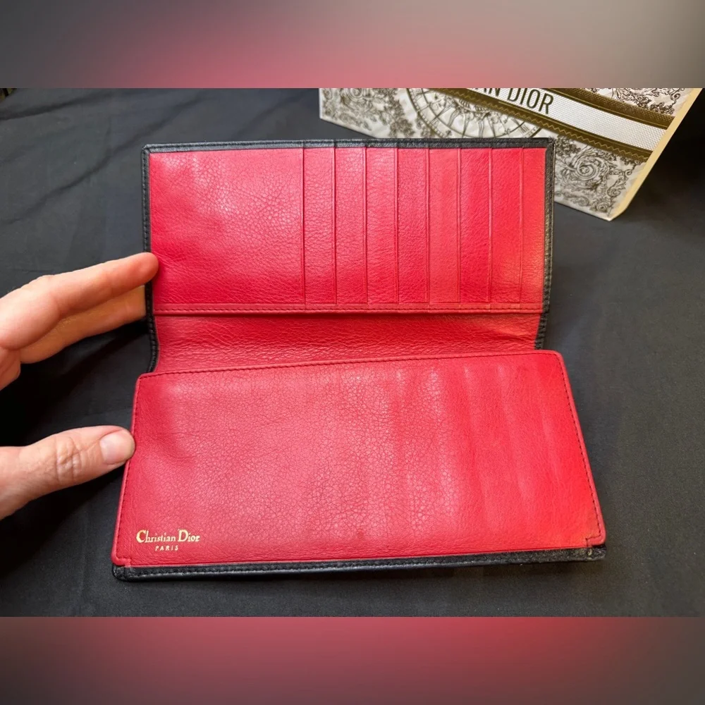 Christian Dior “CD” Black w/Red Interior Leather Wallet